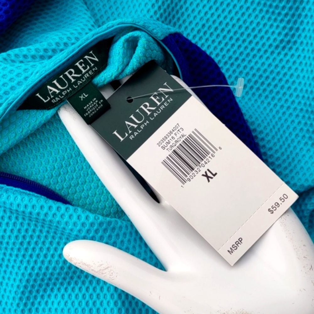 LAUREN, Ralph Lauren Women's "ACTIVE" (2) Tone Blue Athletic Top